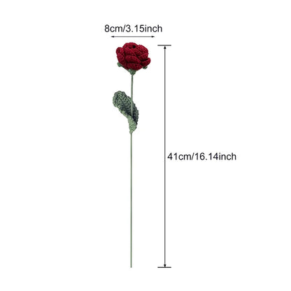 Knitted Rose Artificial Flower – Single-Stem Modern Decor for Gift, Home or Weddings