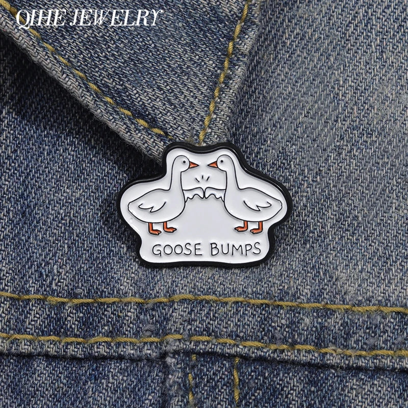 Goose Bumps Geese Enamel Pin Badge Cute Funny Duck Cartoon Animal Brooch Backpack Hat Lapel Accessories