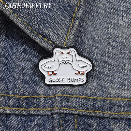 Goose Bumps Geese Enamel Pin Badge Cute Funny Duck Cartoon Animal Brooch Backpack Hat Lapel Accessories