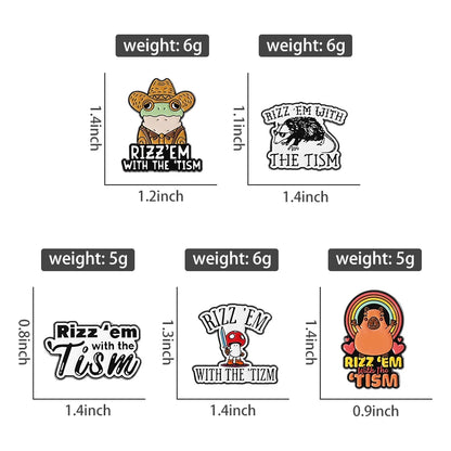 Rizz Em With The Tism Enamel Pin Badge Funny Autism Quote Animal Neurodivergent Autistic Frog Toad