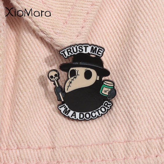 Plague Mask Doctor Funny Sarcastic Enamel Brooch Lapel Pin Badge Novelty Gift