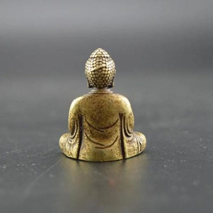Set of 2 Mini Brass Copper Metal Buddha Figurine – Desk Buddy Ornament Collectible