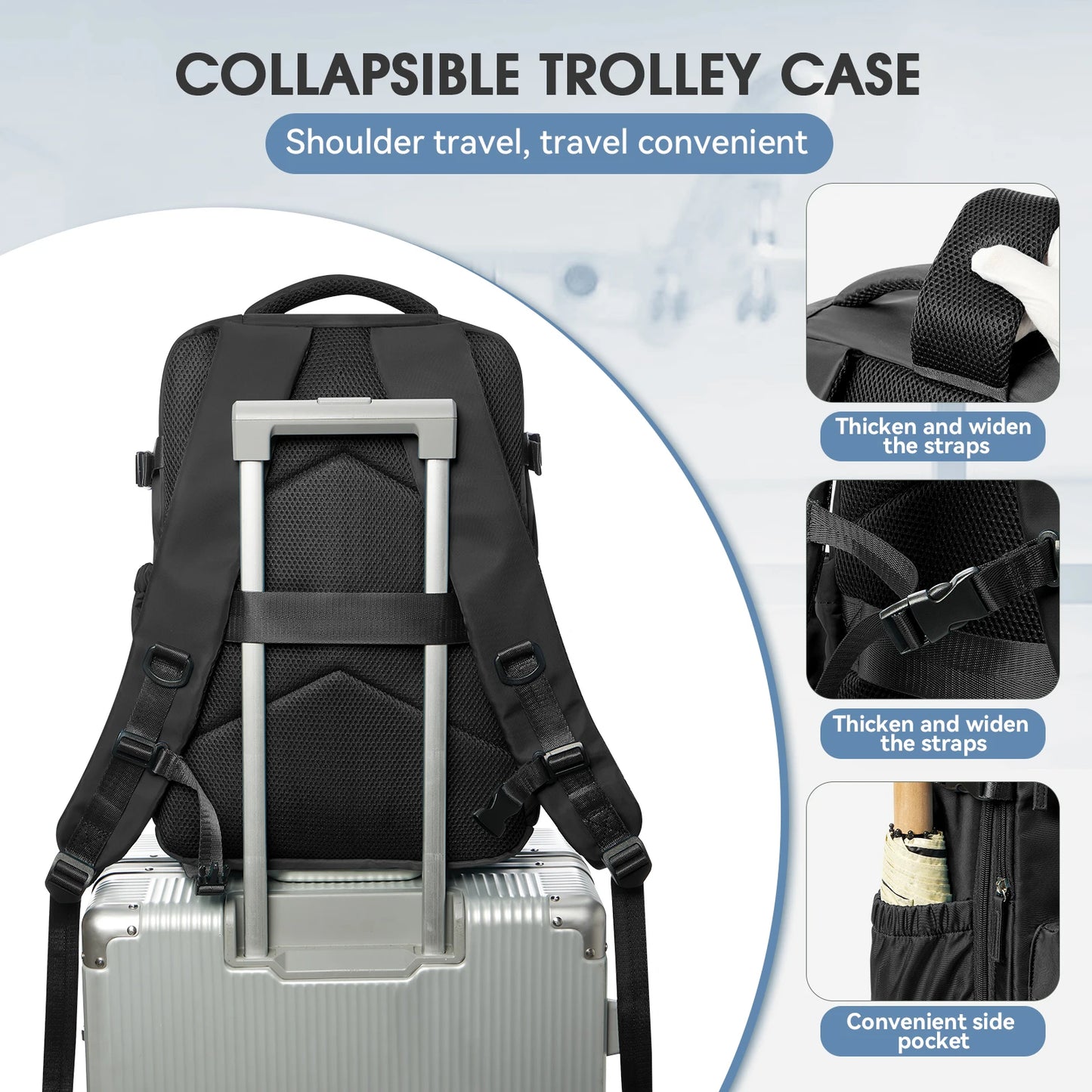 Expandable Vacuum Travel Luggage Backpack – Large Capacity Laptop Bag Men Women - Comes With Pump - Airback Smart Compression Backpack