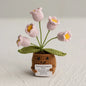 Crochet Knitted Flower Plant Pot - Desktop Emotional Support Gift Positivity Words of Encouragement Ornament - Perfect Gift