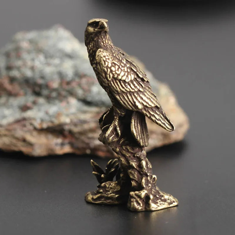 Mini Brass Copper Metal Eagle Figurine – Desk Buddy Ornament Collectible