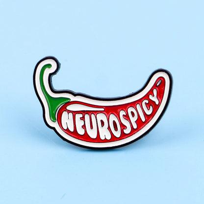 Neurospicy Funny Enamel Brooch Lapel Pin Badge Autism ADHD Neurodivergent