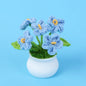 Crochet Knitted Artificial Flower Plant in Pot - Hand Woven Potted Desk Desktop Home Decor Gift Ornament