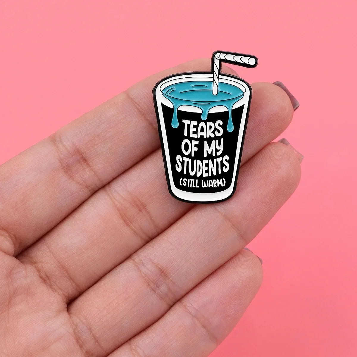 Students Tears Cup Funny Enamel Brooch Lapel Pin Badge Teacher TA Gift Student Novelty