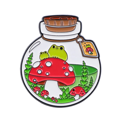 Frog In Glass Bottle Cute Enamel Brooch Lapel Pin Badge Novelty Gift