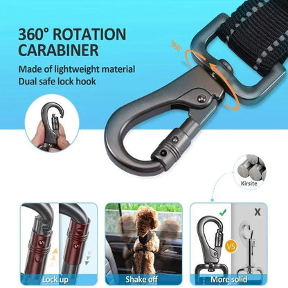 3-in-1 Adjustable Dog Car Seat Belt – Reflective Pet Travel Safety Lead for Small Medium & Large Dogs