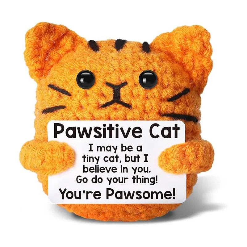 Crochet Knitted Positivity Pals Animals Cat Pineapple Tea Turtle Goose Otter - Emotional Support Gift Positivity Words of Encouragement Ornament - Perfect Gift