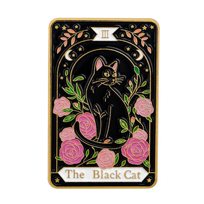 The Black Cat Tarot Card Style Enamel Pin Badge Brooch
