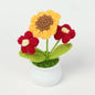 Crochet Knitted Artificial Flower Plant in Pot - Hand Woven Potted Desk Desktop Home Decor Gift Ornament