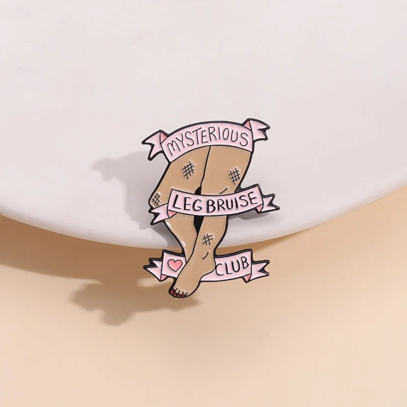 Mysterious Leg Bruise Club Funny Enamel Pin Badge Brooch Lapel Backpack ADHD