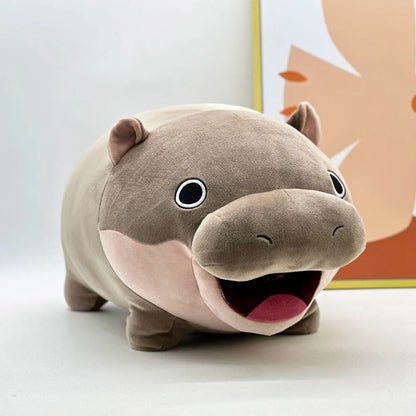 21cm/42cm Happy Fat Chubby Hippo Plush Soft Stuffed Toy Moo Deng Cute Cartoon Hippo