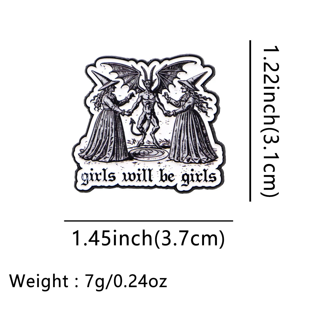 Girls Will Be Girls Witches Witchcraft Enamel Brooch Lapel Pin Badge Feminism Women’s Rights