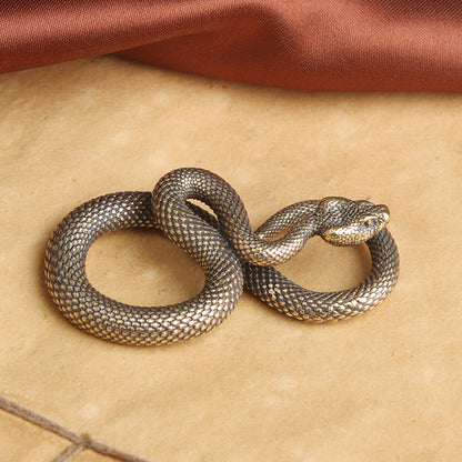 Mini Brass Copper Metal Snake Figurine – Desk Buddy Ornament Collectible