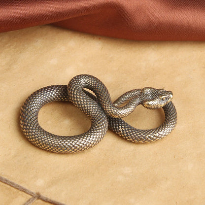 Mini Brass Copper Metal Snake Figurine – Desk Buddy Ornament Collectible