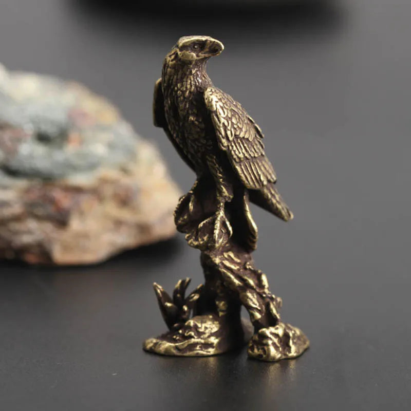 Mini Brass Copper Metal Eagle Figurine – Desk Buddy Ornament Collectible