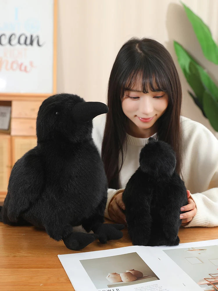 Realistic Crow Raven Plush – 15cm or 20cm Black Bird Soft Toy