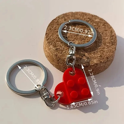 Couple Friends Heart-Shaped Keychain Keyring Set - Matching Design Gift