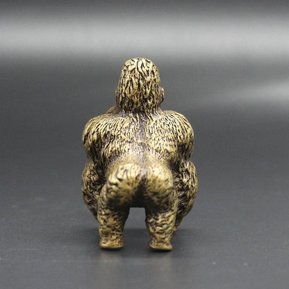 Mini Brass Copper Metal Gorilla Figurine – Desk Buddy Ornament Collectible