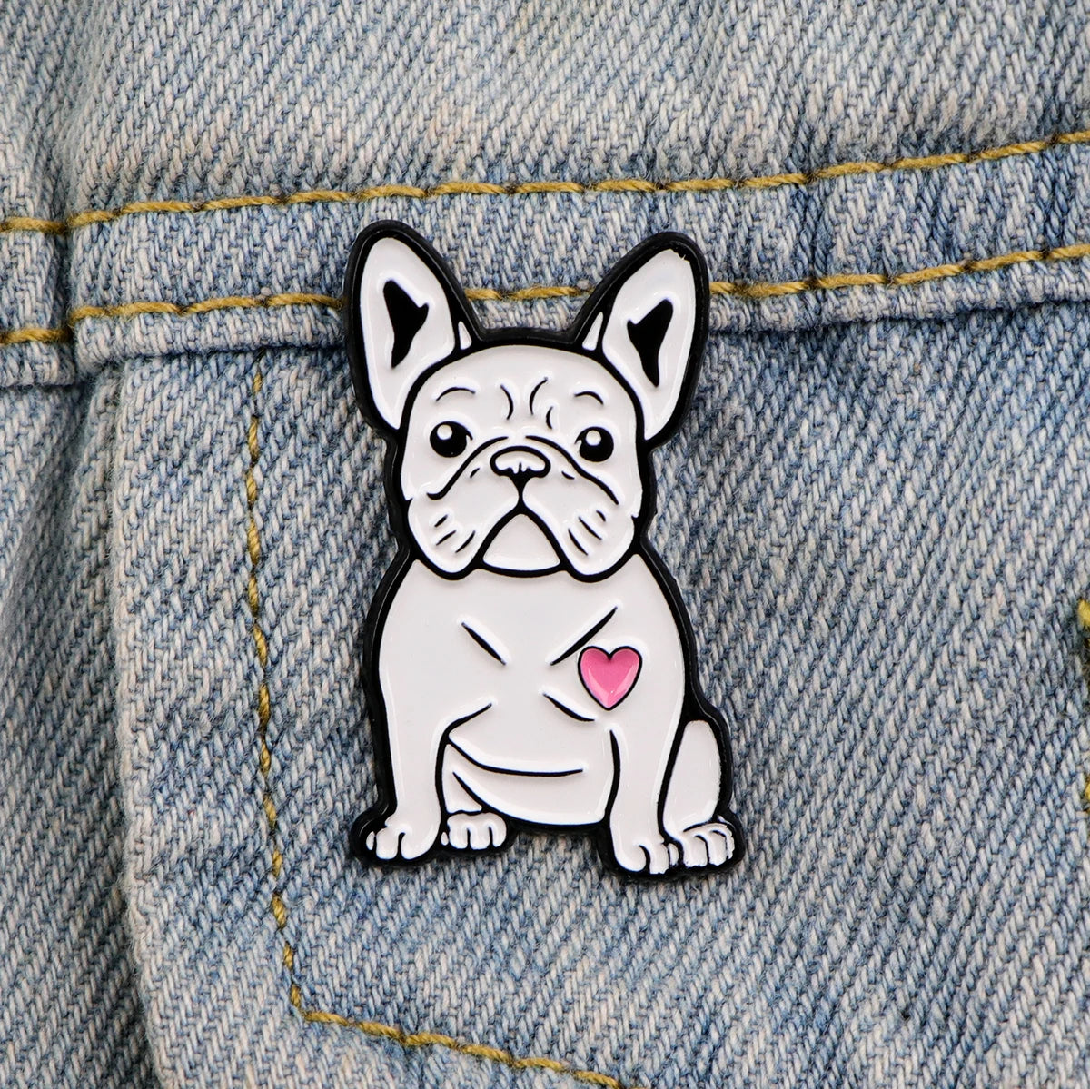 Dog Lover French Bulldog Enamel Brooch Lapel Pin Badge Novelty Gift