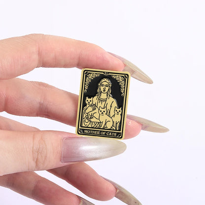 Mother of Dogs Mother of Cats Tarot Card Style Enamel Pin Badge Cat Dog Lovers Mom