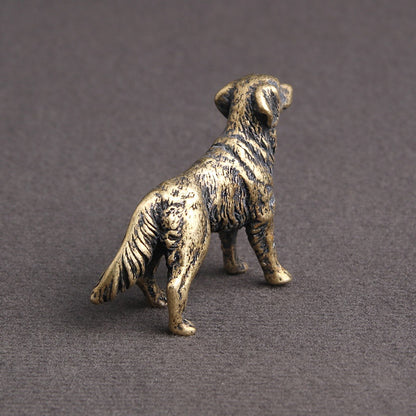 Mini Brass Copper Metal Dog Figurine – Desk Buddy Ornament Collectible
