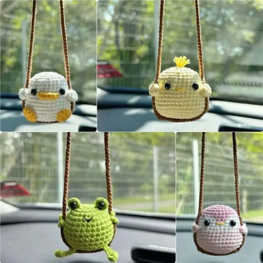 Cute Crochet Knitted Animal Swing Hanging Decoration for Car Home Bag Charm Gift