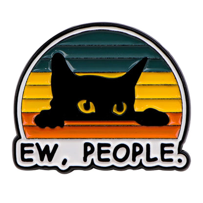 Ew People Funny Sarcastic Black Cat Enamel Brooch Lapel Pin Badge Novelty Gift