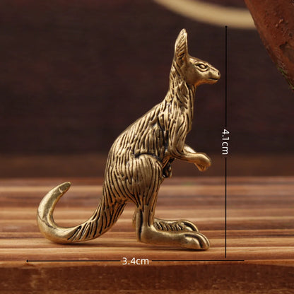 Mini Brass Copper Metal Kangaroo Figurine – Desk Buddy Ornament Collectible