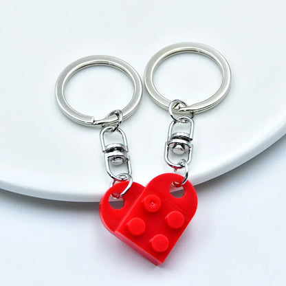 Couple Friends Heart-Shaped Keychain Keyring Set - Matching Design Gift