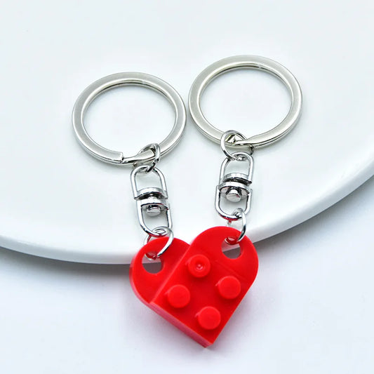 Couple Friends Heart-Shaped Keychain Keyring Set - Matching Design Gift