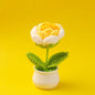 Crochet Knitted Artificial Flower Plant in Pot - Hand Woven Potted Desk Desktop Home Decor Gift Ornament