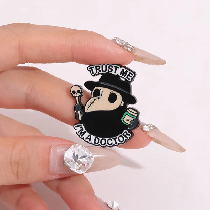 Plague Mask Doctor Funny Sarcastic Enamel Brooch Lapel Pin Badge Novelty Gift