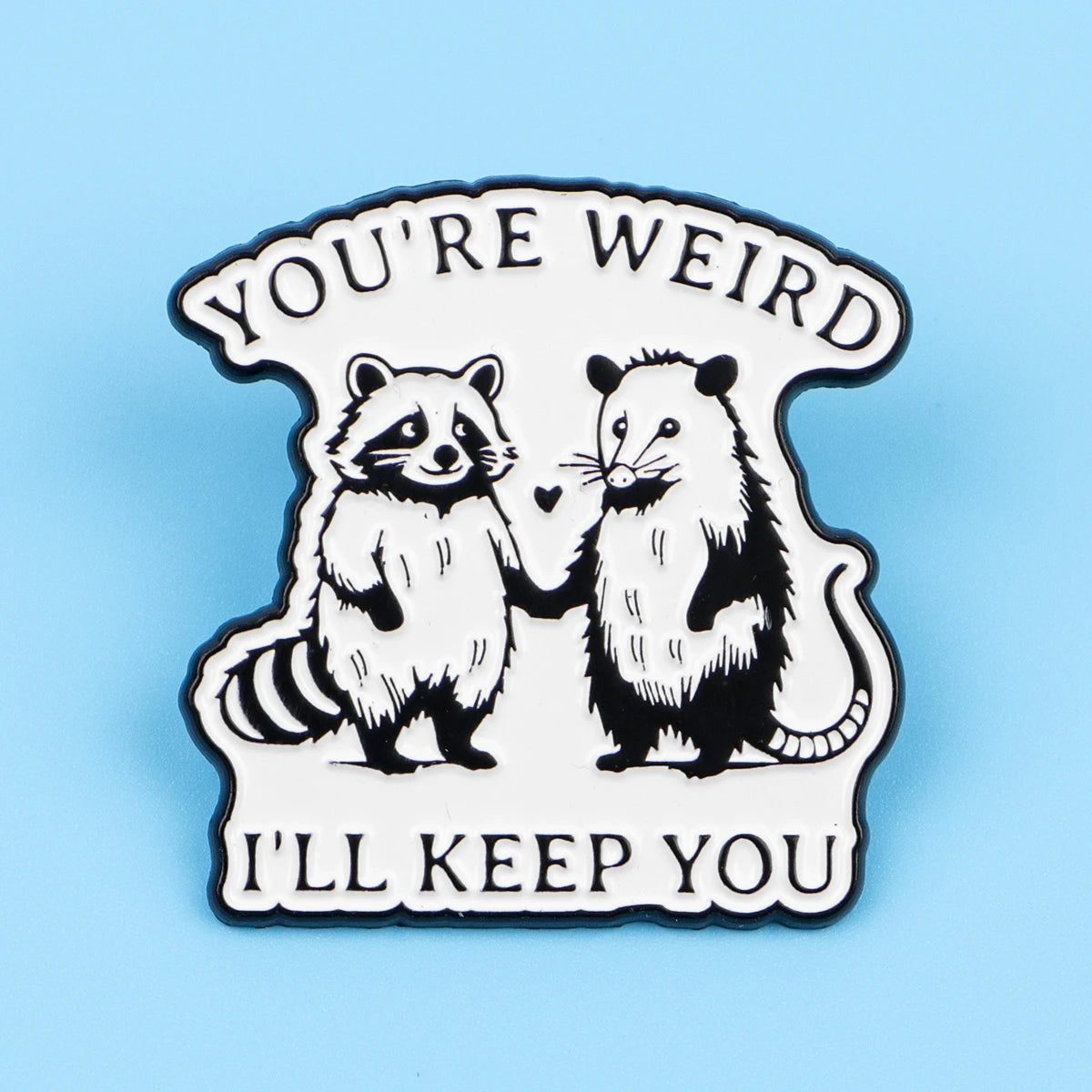 Opossum & Raccoon Weird Best Friends Funny Enamel Brooch Lapel Pin Badge Novelty Gift