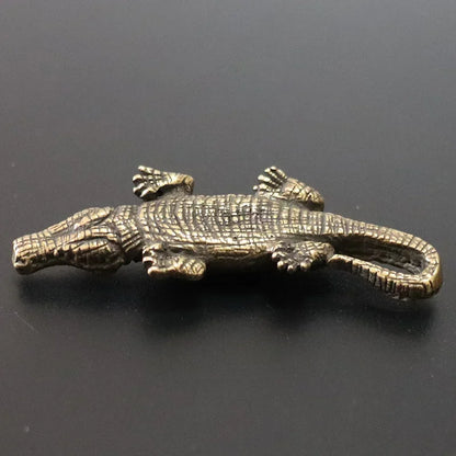 Mini Brass Copper Metal Crocodile Alligator Figurine – Desk Buddy Ornament Collectible