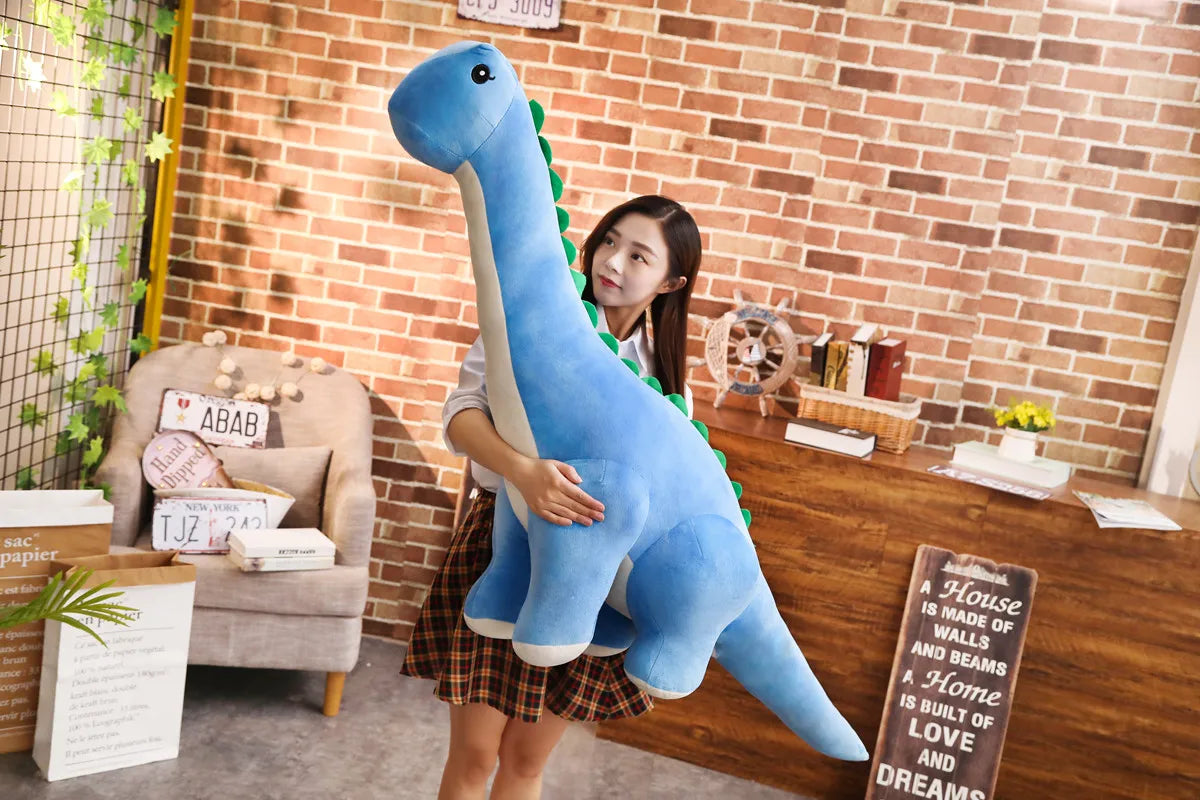 50cm or 80cm Long-Neck Dinosaur Plush Soft Toy – Pink, Green, Blue Brachiosaurus