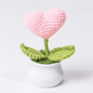 Crochet Knitted Artificial Flower Plant in Pot - Hand Woven Potted Desk Desktop Home Decor Gift Ornament