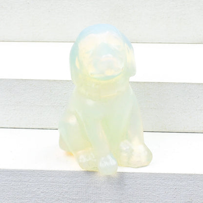 Crystal Dog Figurines – Hand-Carved Natural Stone Animal Dogs Figures for Chakra Energy Healing & Home Décor
