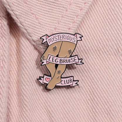 Mysterious Leg Bruise Club Funny Enamel Pin Badge Brooch Lapel Backpack ADHD