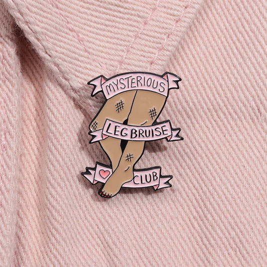 Mysterious Leg Bruise Club Funny Enamel Pin Badge Brooch Lapel Backpack ADHD