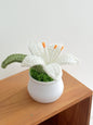 Knitted Crochet Lily Flower Potted Woven Flowers Pot Gift