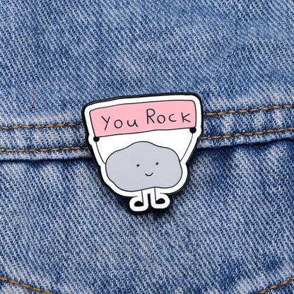 You Rock Cute Cartoon Enamel Brooch Lapel Pin Badge Bag Clothing Hat Accessory Gift