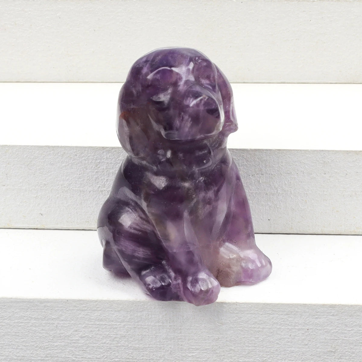 Crystal Dog Figurines – Hand-Carved Natural Stone Animal Dogs Figures for Chakra Energy Healing & Home Décor
