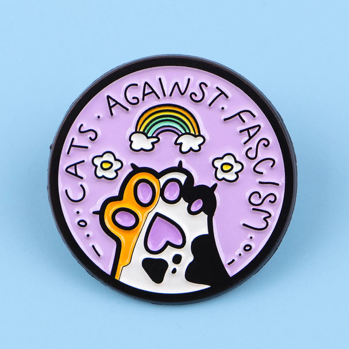 Cats Against Fascism Cat Paw Statement Enamel Brooch Lapel Pin Badge Feminism