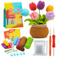 DIY Beginners Crochet Potted Flower Plant Kit – Lavender,Tulips, Daisies, Sunflowers