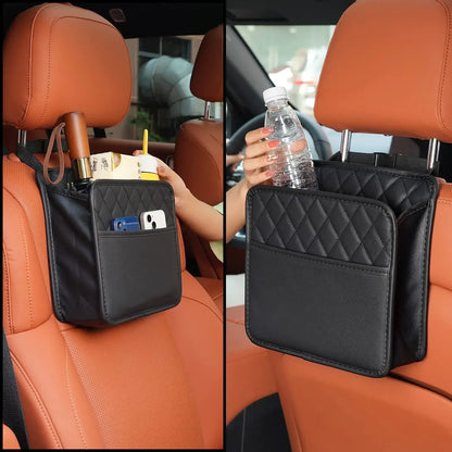 Multi-Functional Car Storage Bag Bin Unit PU Leather - Suitable For Most Vehicles