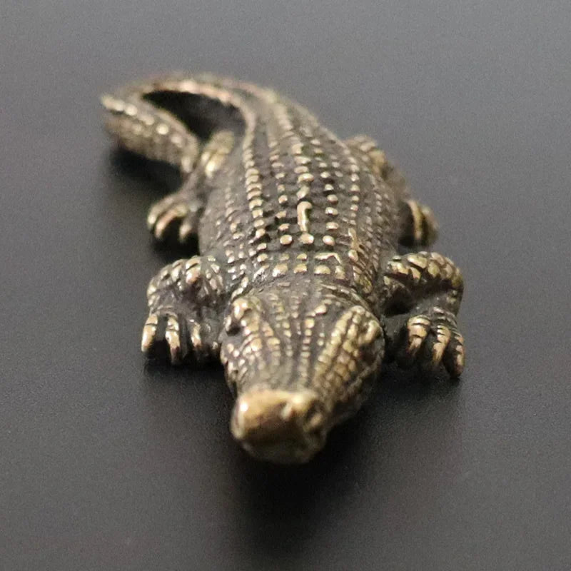 Mini Brass Copper Metal Crocodile Alligator Figurine – Desk Buddy Ornament Collectible
